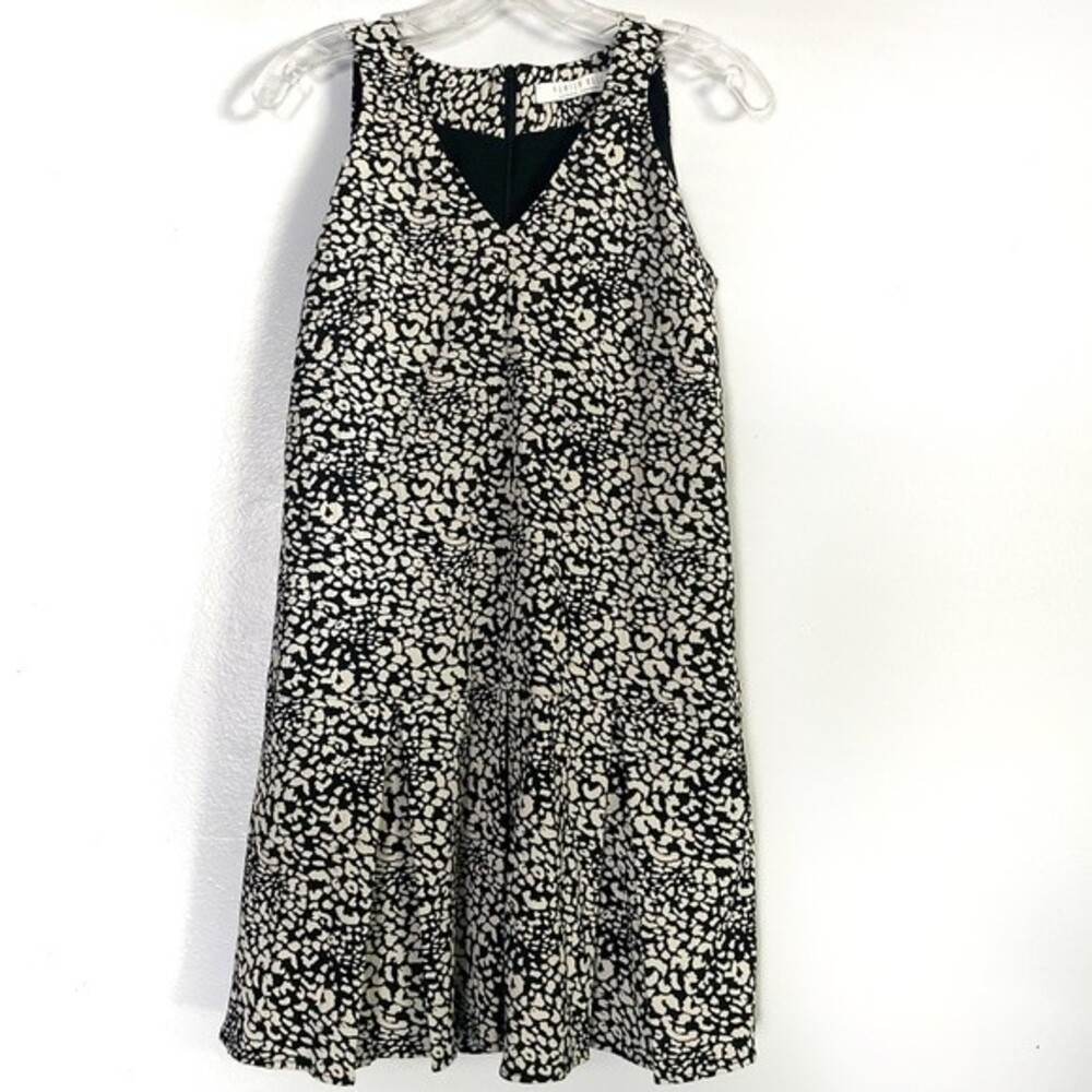 Hunter‎ Bell Lila Dress Black White Animal Print Drop Waist Sleeveless - 2